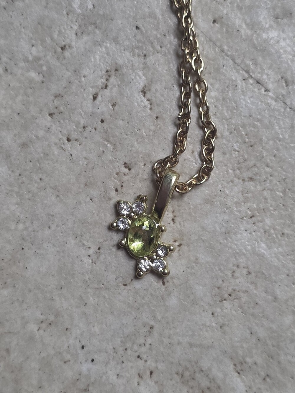Peridot Gold Tone Charm Pendant On Gold-tone Necklace